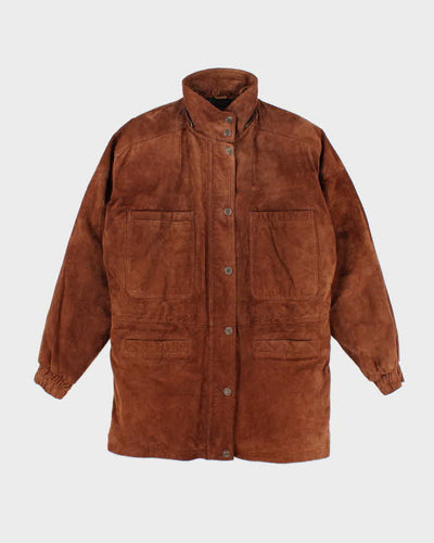 Vintage 90's Heavyweight Multi Pocket Lined Suede Jacket - M