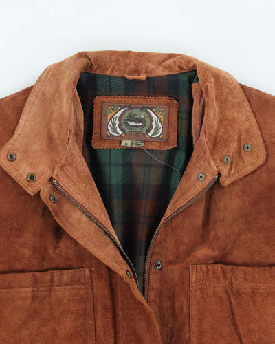 Vintage 90's Heavyweight Multi Pocket Lined Suede Jacket - M