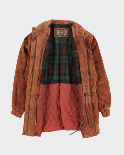 Vintage 90's Heavyweight Multi Pocket Lined Suede Jacket - M