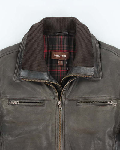 Vintage 90's Danier Heavyweight Lined Zip Up Leather Jacket - M