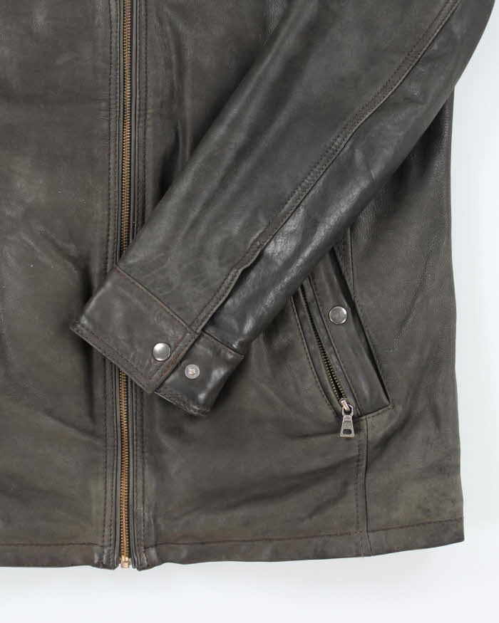 Vintage 90's Danier Heavyweight Lined Zip Up Leather Jacket - M