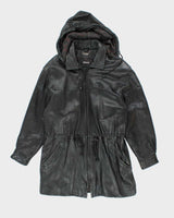 Vintage 90's Danier Heavyweight Leather Hooded Jacket - XS