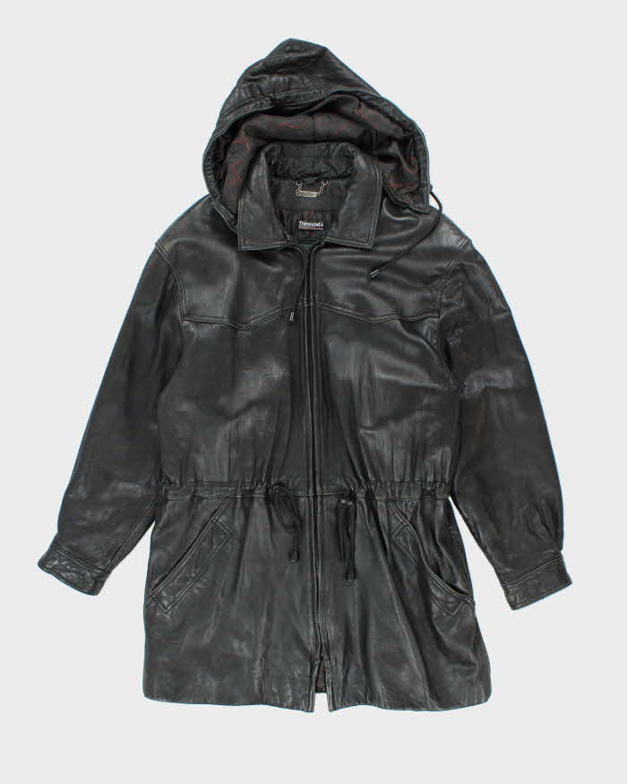 Vintage 90's Danier Heavyweight Leather Hooded Jacket - XS