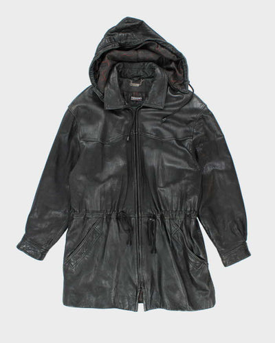 Vintage 90's Danier Heavyweight Leather Hooded Jacket - XS