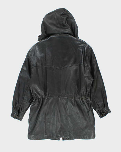 Vintage 90's Danier Heavyweight Leather Hooded Jacket - XS