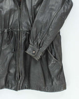 Vintage 90's Danier Heavyweight Leather Hooded Jacket - XS