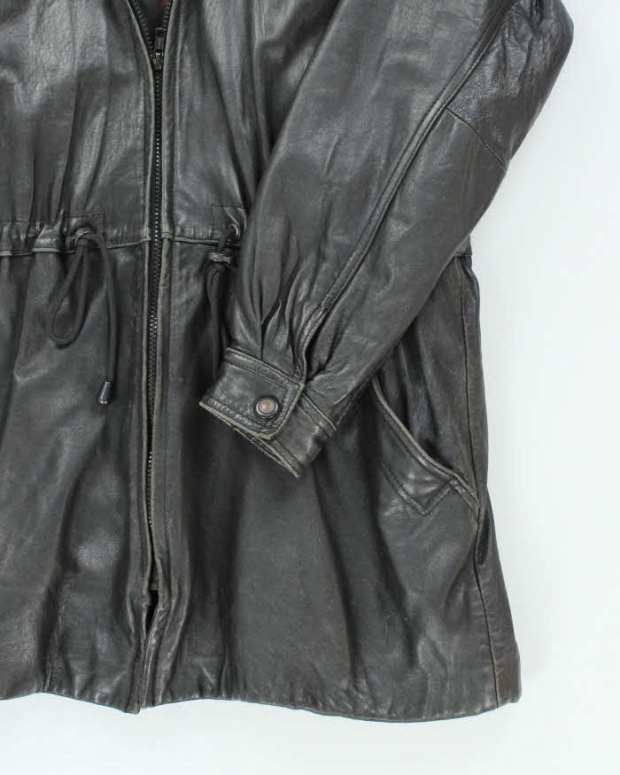 Vintage 90's Danier Heavyweight Leather Hooded Jacket - XS