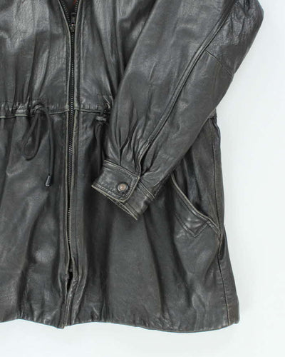 Vintage 90's Danier Heavyweight Leather Hooded Jacket - XS