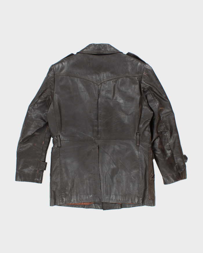 Vintage 70's Golden Bear Heavyweight Lined Leather Button Up Jacket - M