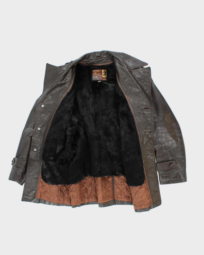 Vintage 70's Golden Bear Heavyweight Lined Leather Button Up Jacket - M