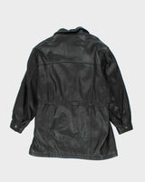 Vintage Danier Long Black Leather Coat - L