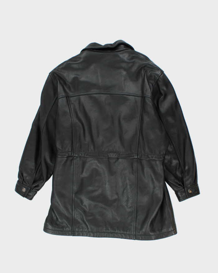 Vintage Danier Long Black Leather Coat - L