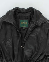 Vintage Danier Long Black Leather Coat - L