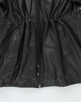 Vintage Danier Long Black Leather Coat - L