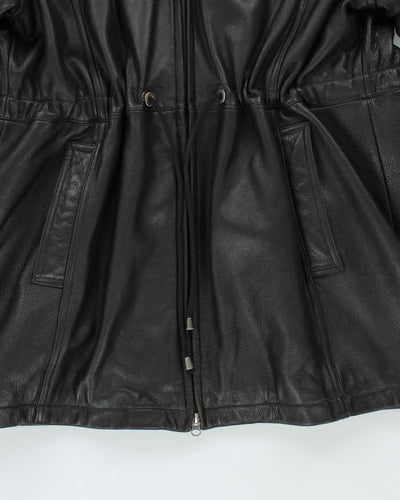 Vintage Danier Long Black Leather Coat - L