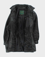 Vintage Danier Long Black Leather Coat - L