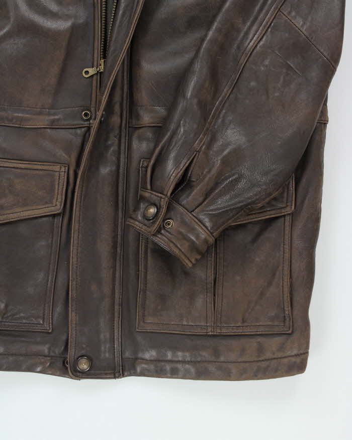 Vintage Danier Brown Leather Coat - XL