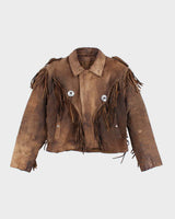 Vintage 80's Open Wilson Leather Fringed Jacket - L
