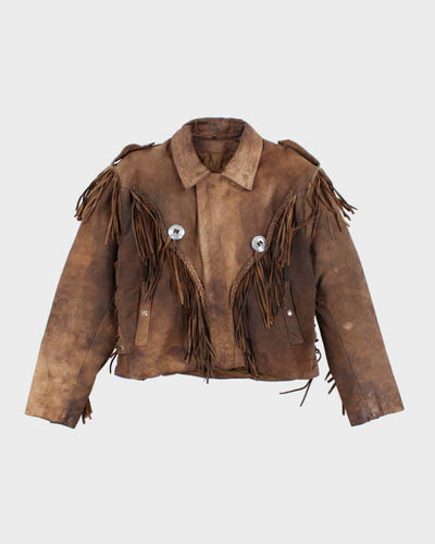 Vintage 80's Open Wilson Leather Fringed Jacket - L