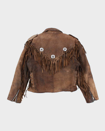 Vintage 80's Open Wilson Leather Fringed Jacket - L