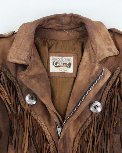 Vintage 80's Open Wilson Leather Fringed Jacket - L
