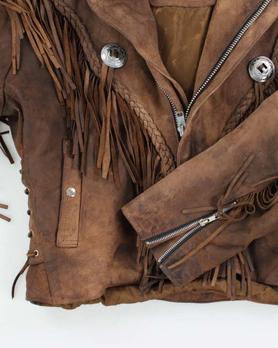 Vintage 80's Open Wilson Leather Fringed Jacket - L