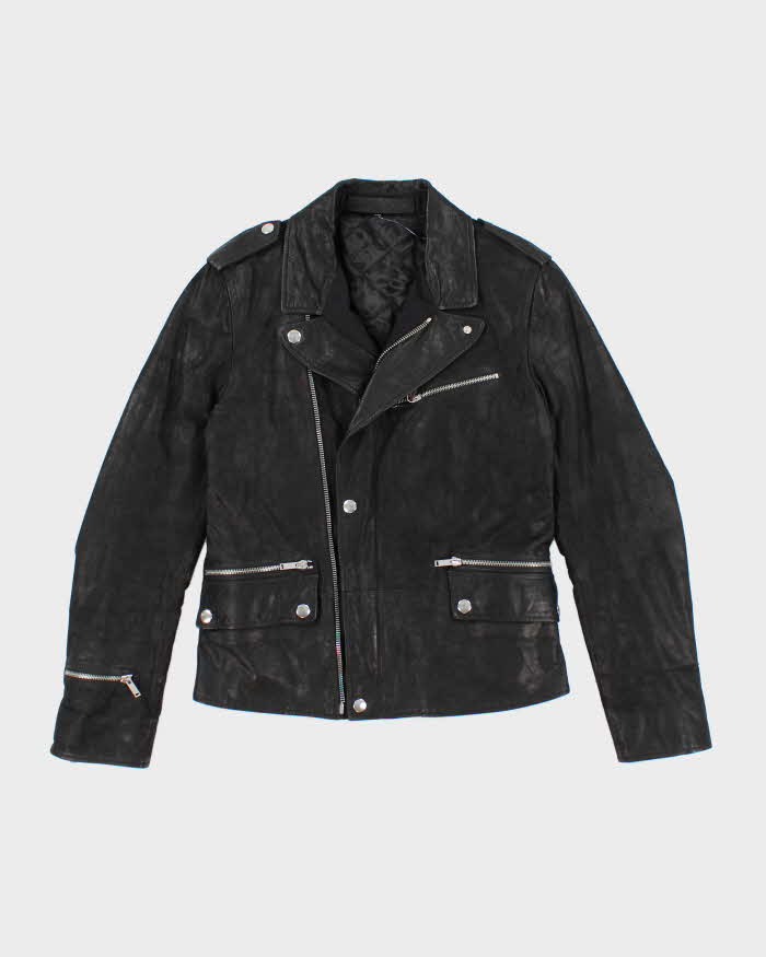 Vintage Alexander McQueen Brushed Leather Biker Zip Up Jacket - M