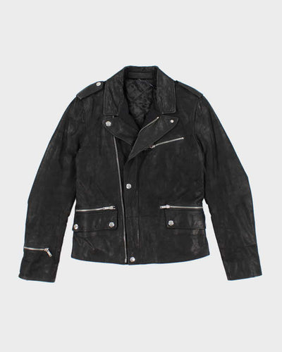 Vintage Alexander McQueen Brushed Leather Biker Zip Up Jacket - M