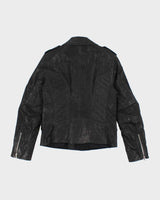 Vintage Alexander McQueen Brushed Leather Biker Zip Up Jacket - M