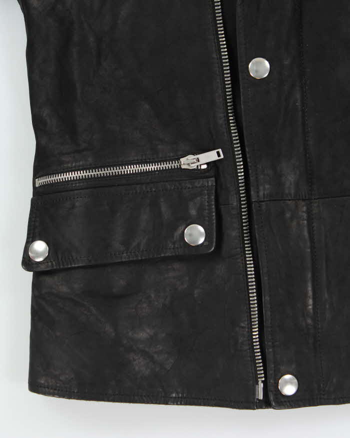 Vintage Alexander McQueen Brushed Leather Biker Zip Up Jacket - M