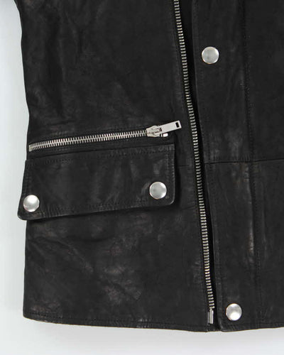 Vintage Alexander McQueen Brushed Leather Biker Zip Up Jacket - M