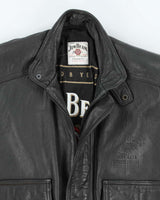 Vintage 90's Jim Beam Heavyweight Leather Biker Jacket - L