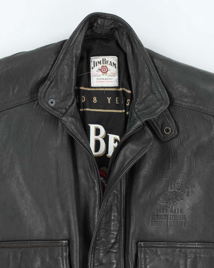 Vintage 90's Jim Beam Heavyweight Leather Biker Jacket - L