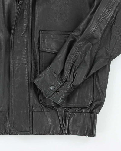 Vintage 90's Jim Beam Heavyweight Leather Biker Jacket - L