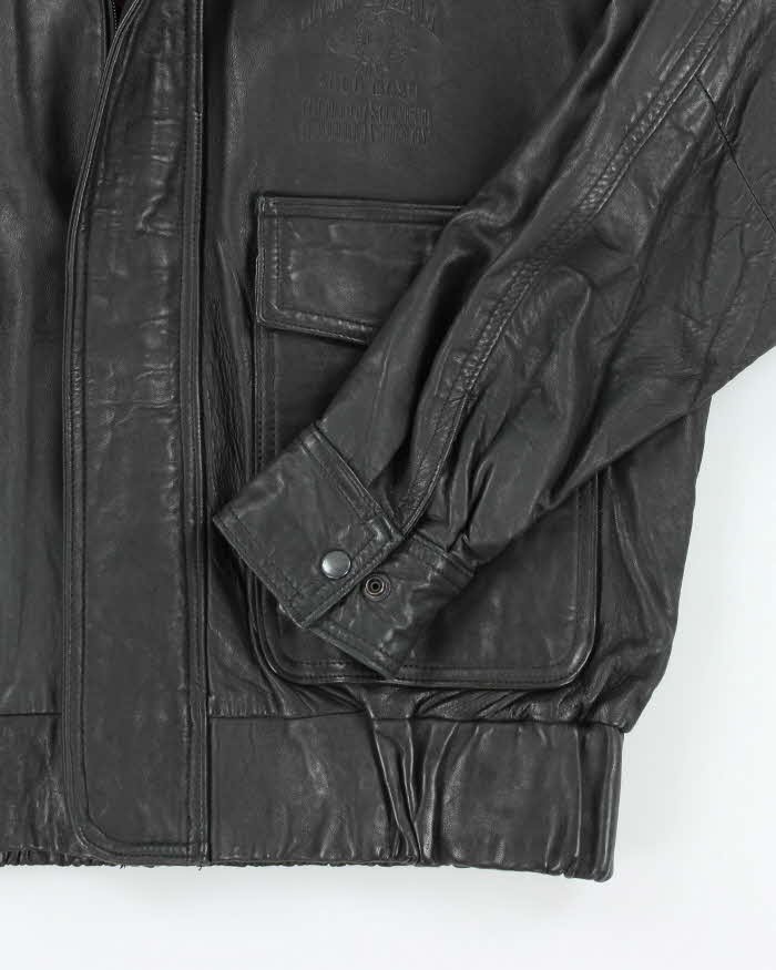 Vintage 90's Jim Beam Heavyweight Leather Biker Jacket - L