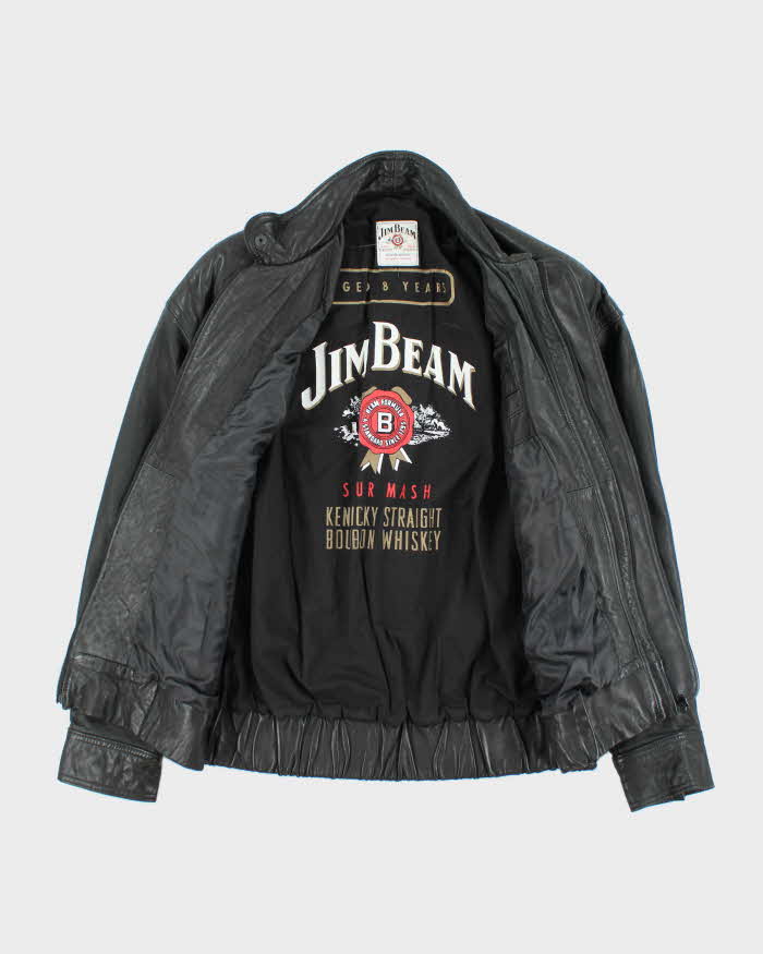 Vintage 90's Jim Beam Heavyweight Leather Biker Jacket - L