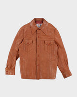 Vintage 70's Lantry Brown Leather Button Up Jacket - L
