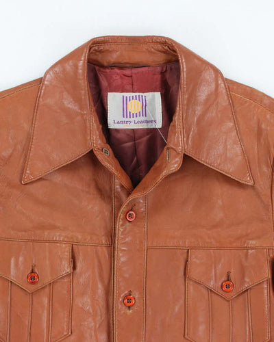 Vintage 70's Lantry Brown Leather Button Up Jacket - L
