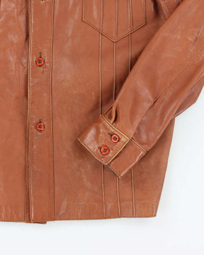 Vintage 70's Lantry Brown Leather Button Up Jacket - L