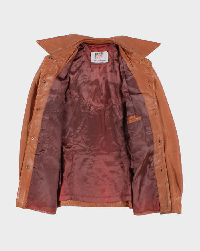 Vintage 70's Lantry Brown Leather Button Up Jacket - L