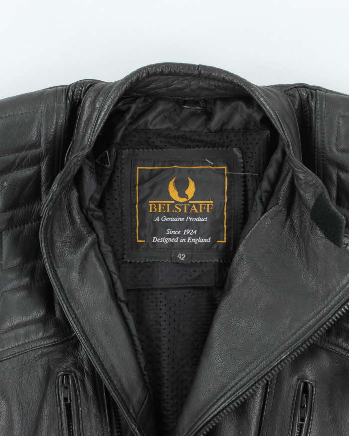 Vintage 90's Belstaff Heavyweight Leather Motorcycle Jacket - L