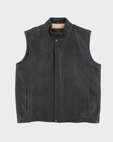 Vintage 90's Danier Heavyweight Brushed Leather Biker Gilet - XXL