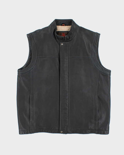 Vintage 90's Danier Heavyweight Brushed Leather Biker Gilet - XXL