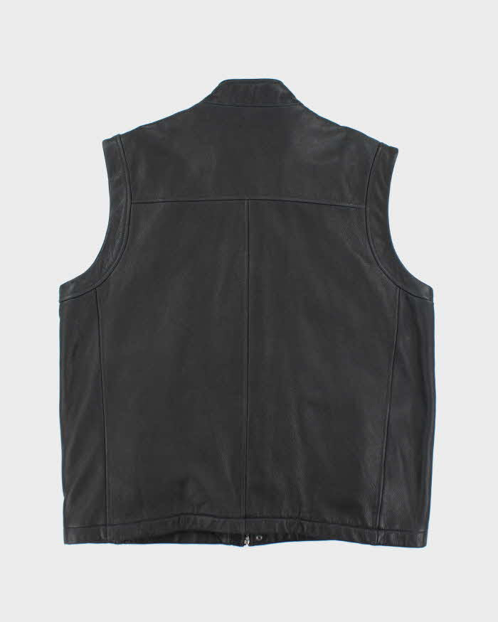 Vintage 90's Danier Heavyweight Brushed Leather Biker Gilet - XXL