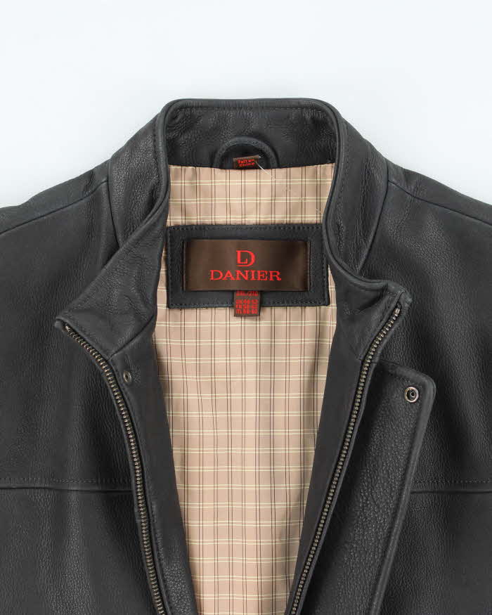 Vintage 90's Danier Heavyweight Brushed Leather Biker Gilet - XXL