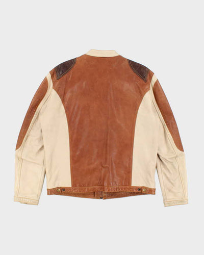 Vintage Y2K CMM Multi Tone Leather Biker Jacket - L