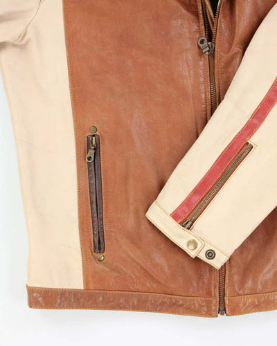 Vintage Y2K CMM Multi Tone Leather Biker Jacket - L