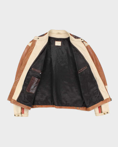Vintage Y2K CMM Multi Tone Leather Biker Jacket - L