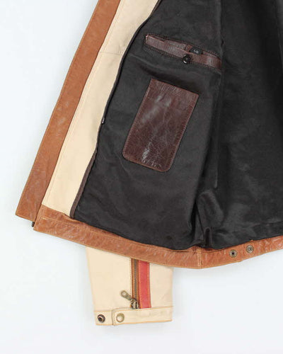 Vintage Y2K CMM Multi Tone Leather Biker Jacket - L
