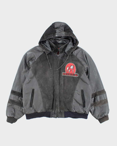 Vintage 90's Georgia Bulldogs Sports Heavyweight Hooded Leather Jacket - XL
